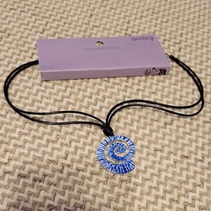 Blue and Black Spiral Pendant Necklace